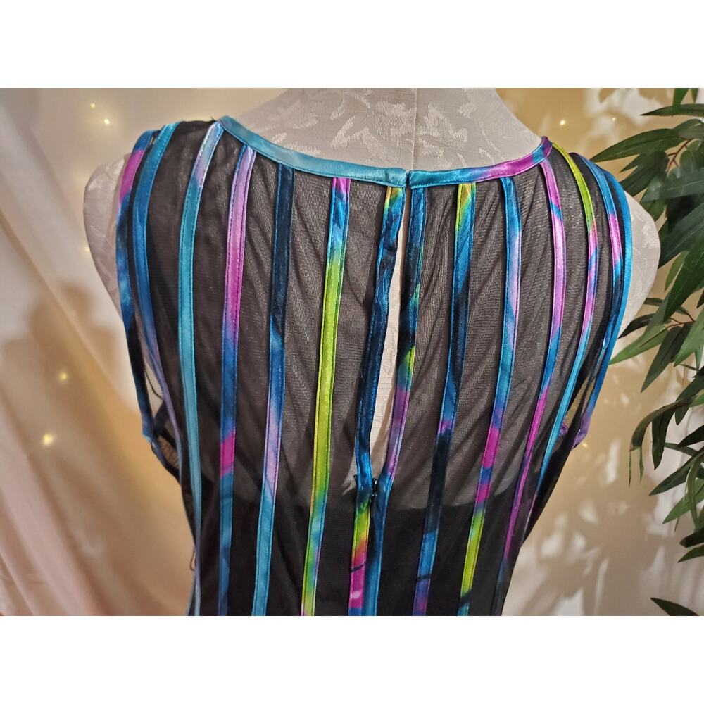 Vtg Js Collections Multi Rainbow Stripe Sheer Ove… - image 7